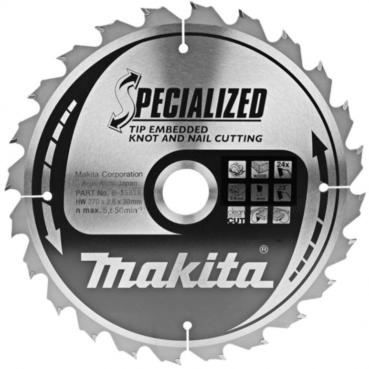 Пильный диск Макита Premium 270х30/25х2.6х24T (B-35318)
