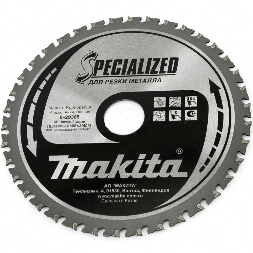 Пильный диск Макита по металлу 185x30x1.45х38T (B-29365)