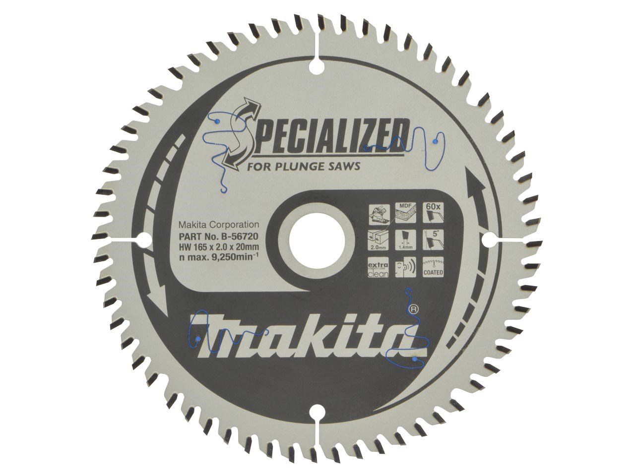 Пильный диск по MDF и ламинату Makita B-56720 (165*20*2.2 мм)
