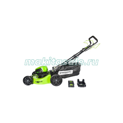 Газонокосилка самоходная, аккумуляторная Greenworks GD60LM46SPK4, 60V, 46 см, с 1хАКБ 4 А.ч. и ЗУ