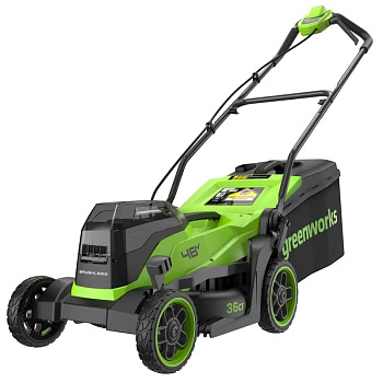 Газонокосилка аккумуляторная Greenworks GD24X2LM361,  2х24V, 36 см, бесщеточная, c 2хАКБ 4Ач и ЗУ