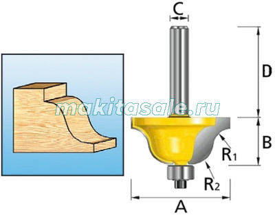 Фреза фасадная Makita D-11695 рифленая 