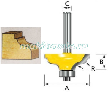 Кромочная галтельная фреза Макита 34.9х14.28х8х32 R4.76 (D-11586)