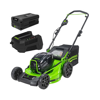 Газонокосилка аккумуляторная Greenworks GC82HPLM51,  82V, 51 см, бесщеточная, с 1хАКБ 5 Ач и ЗУ