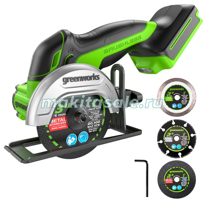 Субкомпактная многофункциональная отрезная машина Greenworks GD24UCS, 24V, 76 мм