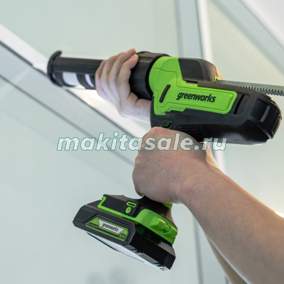 Пистолет для герметиков аккумуляторный Greenworks G24CAU, 24V, c 1хАКБ 2Ач и ЗУ
