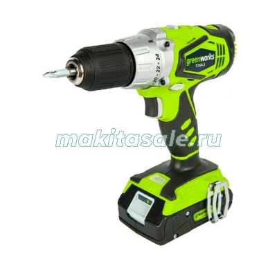 Дрель-шуруповерт аккумуляторная Greenworks 24V G24DDK2 c 1 АКБ 2 АЧ и ЗУ в кейсе