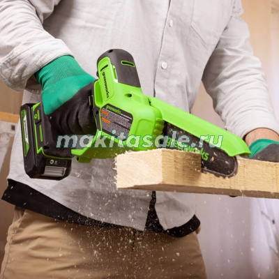 Цепная мини пила аккумуляторная Greenworks GD24CSMNX, 24V, 15см, c 1хАКБ 4Ач и ЗУ