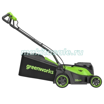 Газонокосилка аккумуляторная Greenworks GD24X2LM361,  2х24V, 36 см, бесщеточная, c 2хАКБ 4Ач и ЗУ