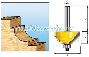 Кромочная калевочная фреза Макита 31.8х15.9х8х32 R7.94 (D-11689)