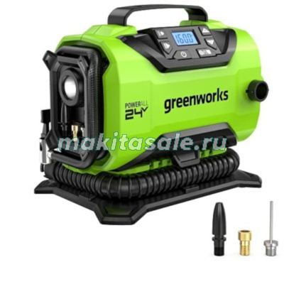 Компрессор автомобильный аккумуляторный Greenworks ACG301, 24V/ 12V