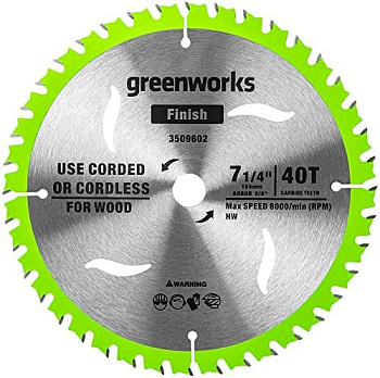 Диск пильный по дереву для циркулярной пилы Greenworks, 184x20 мм, 40T