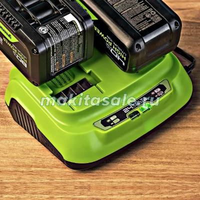 Ультрабыстрое двойное зарядное устройство Greenworks G24X2C8, 24V, 8A