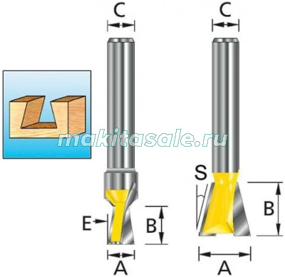 Фреза ласточкин хвост с боковыми резцами Makita D-48066 40x9,5x10мм