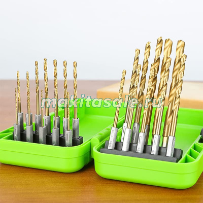 Набор сверл HSS-TiN 1,5-8,0 мм с шестигранным хвостовиком Greenworks 2943907 (22 шт.)
