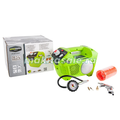 Компрессор аккумуляторный Greenworks G24AC, 24V, без АКБ и ЗУ