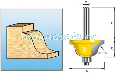 Кромочная фасонная фреза Makita D-11558 R6.35 34.9х16.6х8х32