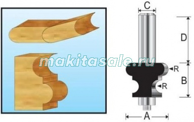 Фигирейная фреза Макита 31.8х25.4х12х38 R4.76 верт. (D-11841)