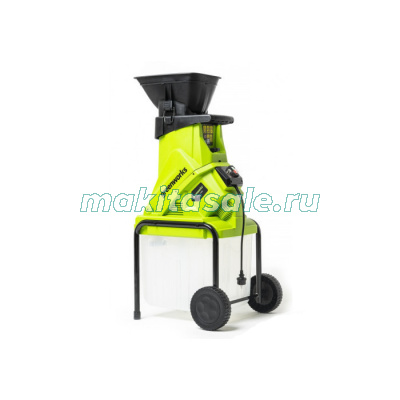 Измельчитель садовый электрический Greenworks, 220 В, 2800 Вт с контейнером
