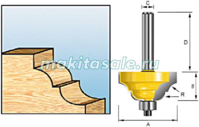 Кромочная фреза Макита 31.8х15.9х8х32 R4.76 римская (D-11645)