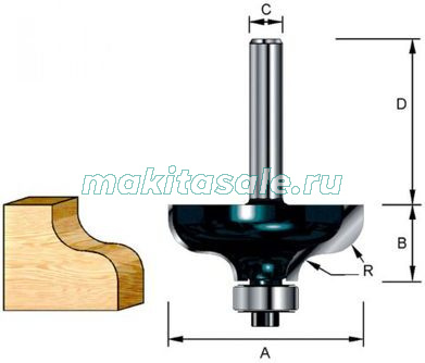 Кромочная фасонная фреза Makita D-11564 R4.76 31,8х12.7х8х32