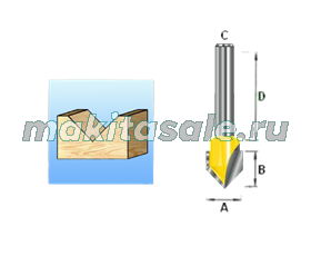 Фреза для V-образн. пазов 12х12.7х3212.7мм Makita D-10702