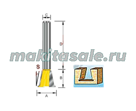 Фреза “Ласточкин хвост” 8х14.28-12.75х3213мм Makita D-10861