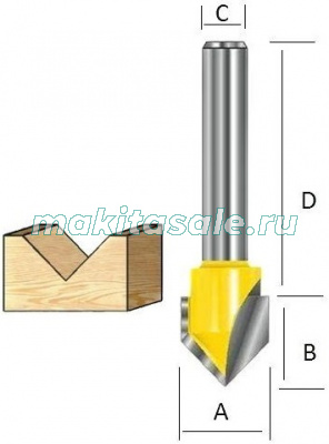 Фреза Макита для V пазов 20х15х6х32 120°  (D-09379)