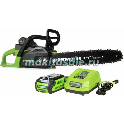 Цепная пила аккумуляторная GreenWorks  GD40CS15, 40V, 35 см, до 1,5 КВТ, с АКБ 2АЧ и ЗУ