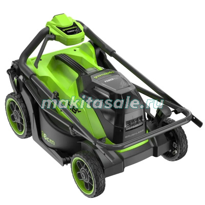 Газонокосилка аккумуляторная Greenworks GD24X2LM361,  2х24V, 36 см, бесщеточная, c 2хАКБ 4Ач и ЗУ