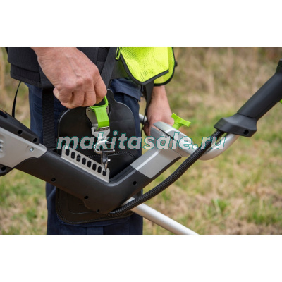 Триммер аккумуляторный Greenworks TB201H, 82V, 2,0 кВт, 46 см, c трехлопастным ножом и кусторезом, бесщеточный, с 1хАКБ 8 Ач и ЗУ