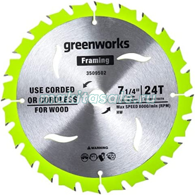 Диск пильный по дереву для циркулярной пилы Greenworks, 184x20 мм, 24T