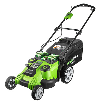 Газонокосилка аккумуляторная Greenworks G40LM49DBK4, TwinForce, 40V, 49 см, c 1хАКБ 4 Ач и ЗУ