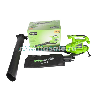 Воздуходув-Садовый Пылесос электрический Greenworks GBV2800, 2800W