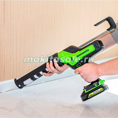 Пистолет для герметиков аккумуляторный Greenworks G24CAU, 24V, c 1хАКБ 2Ач и ЗУ