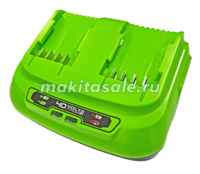 Быстрое зарядное устройство на 2 слота Greenworks G40UC8,40V