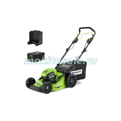 Газонокосилка самоходная, аккумуляторная Greenworks GD60LM46SPK4, 60V, 46 см, с 1хАКБ 4 А.ч. и ЗУ