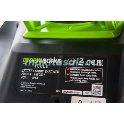 Снегоуборщик аккумуляторный Greenworks GD40ST без АКБ и ЗУ