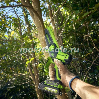 Цепная мини пила аккумуляторная Greenworks GD24CS15, 24V, без АКБ и ЗУ