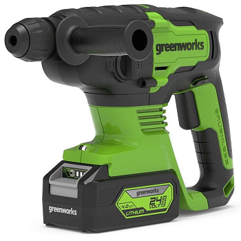 Перфоратор аккумуляторный бесщеточный Greenworks GD24SDS2 2 ДЖ, 24V, с АБ 4 А.ч и ЗУ