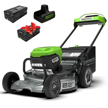 Газонокосилка аккумуляторная Greenworks LM221S, 82V, с АКБ 5 Ач и ЗУ