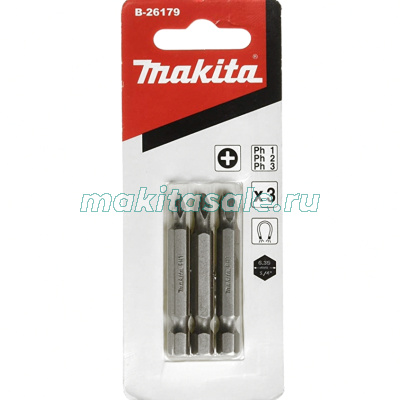 Биты Makita B-26179 PH1,2,3 50мм 3 шт PHILLIPS