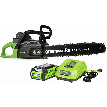 Цепная пила аккумуляторная GreenWorks  GD40CS15, 40V, 35 см, до 1,5 КВТ, с АКБ 2АЧ и ЗУ