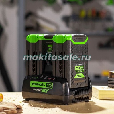 Быстрое зарядное устройство для двух аккумуляторов Greenworks G60DC10, 60V, 10А