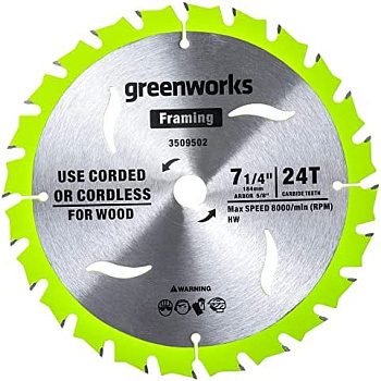 Диск пильный по дереву для циркулярной пилы Greenworks, 184x20 мм, 24T