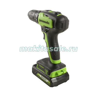Дрель-шуруповерт аккумуляторная GREENWORKS GD24DD35K2, 24V, c 1хАКБ 2 А.ч и ЗУ в кейсе