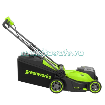 Газонокосилка аккумуляторная Greenworks GD24X2LM411, 2х24V, 41 см, c 2хАКБ 4Ач и ЗУ