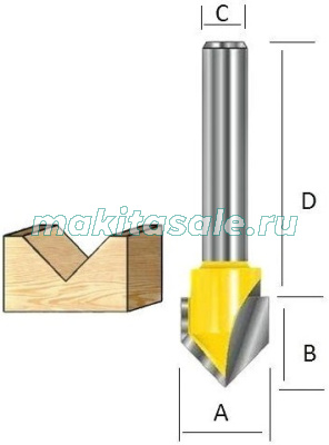 Фреза Макита для V пазов 32х22х12х38 90°  (D-10746)